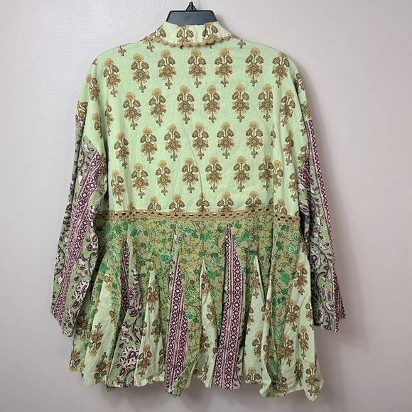 NEW Free People Hazy Baby printed boho swing mini dress tunic top in Sweet Mint - Picture 10 of 15